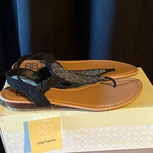 Daisy Fuentes Black and Silver Sandals